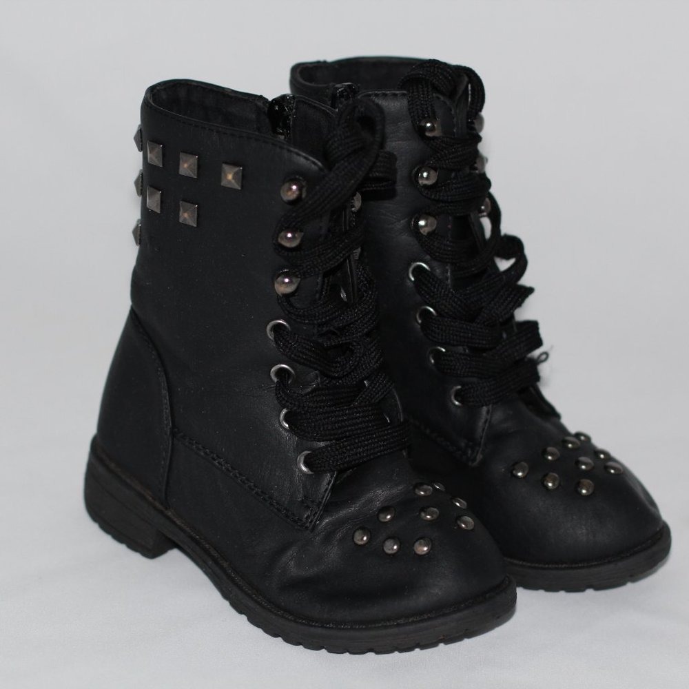 Pink Label Black Studded Kids Boots